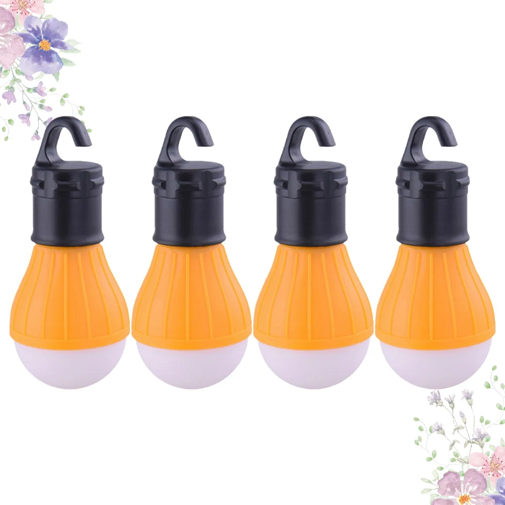 4 قطع من مصابيح خيمة التخييم الصغيرة المحمولة LED فانوس معلق للطوارئ مدعوم من فانوس التخييم البرتقالي #5