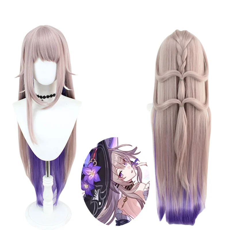 Herta cosplay jogo honkai estrela ferroviário peruca anime grande herta cabelo festa de halloween prop