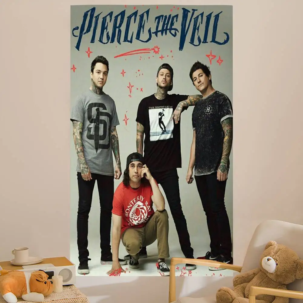 P-Pierce The Veil Band Anime Tapestry Hanging Tarot Hippie Wall Rugs Dorm Home Decor