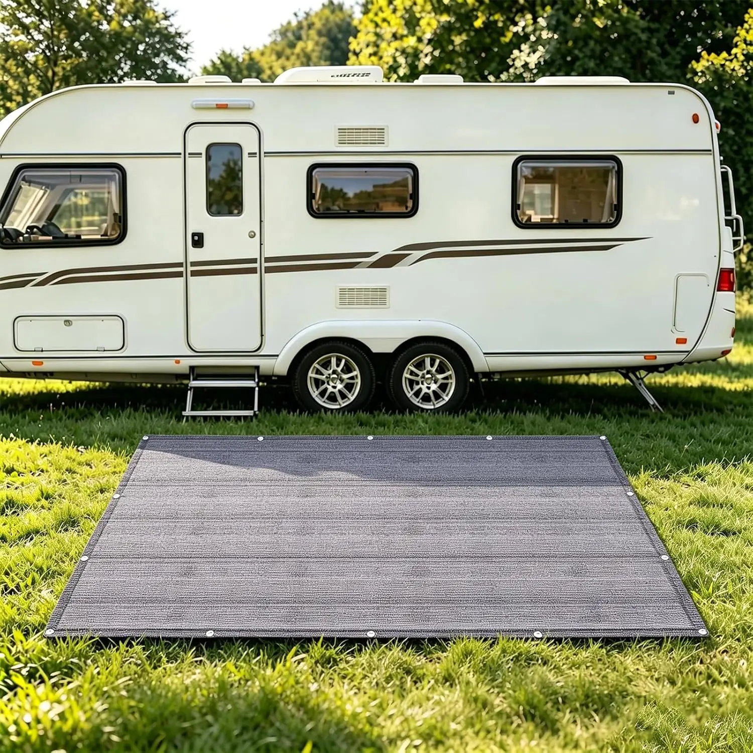 9x18ft RV Outdoor Rug Camping Mat Awning Carpet Blue Gray