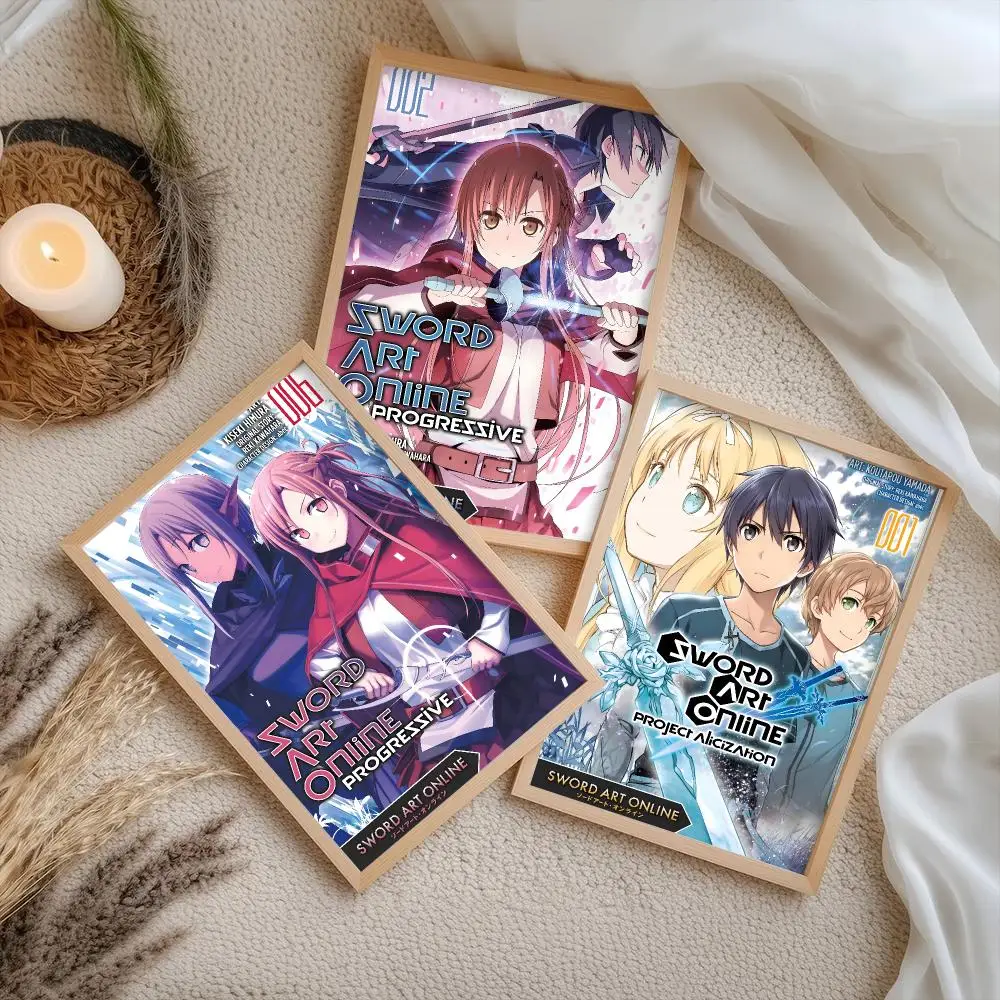 Anime S-Sword art Online Poster Stickers Self-Adhesive Painting Mural Decor Wall Decals for Bedroom Living Room Home HD Gift