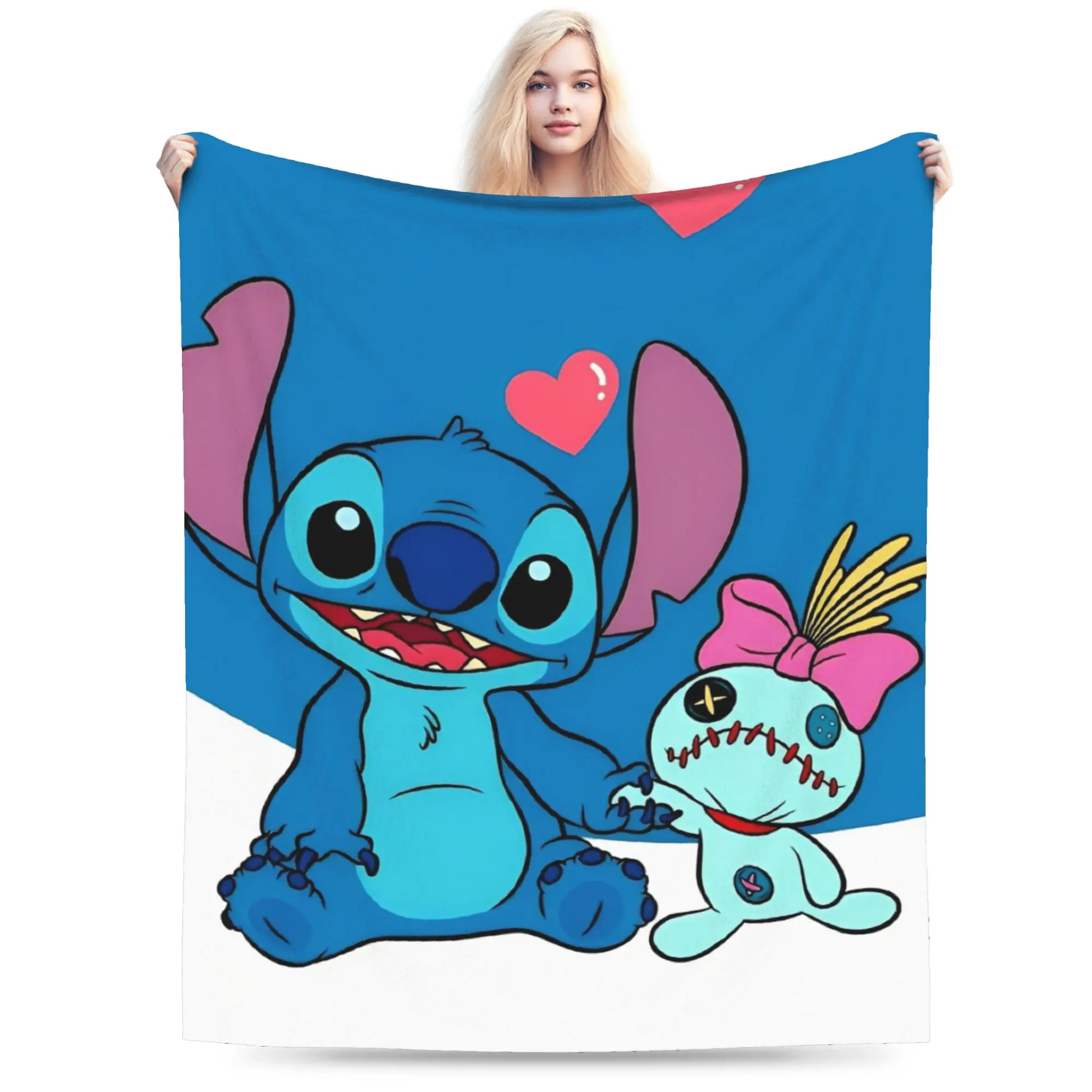 

Cute Stitchs Flannel Blanket Autumn Soft Bedding Throws for Children Living Room Print Bedspread Sofa Bed Cover