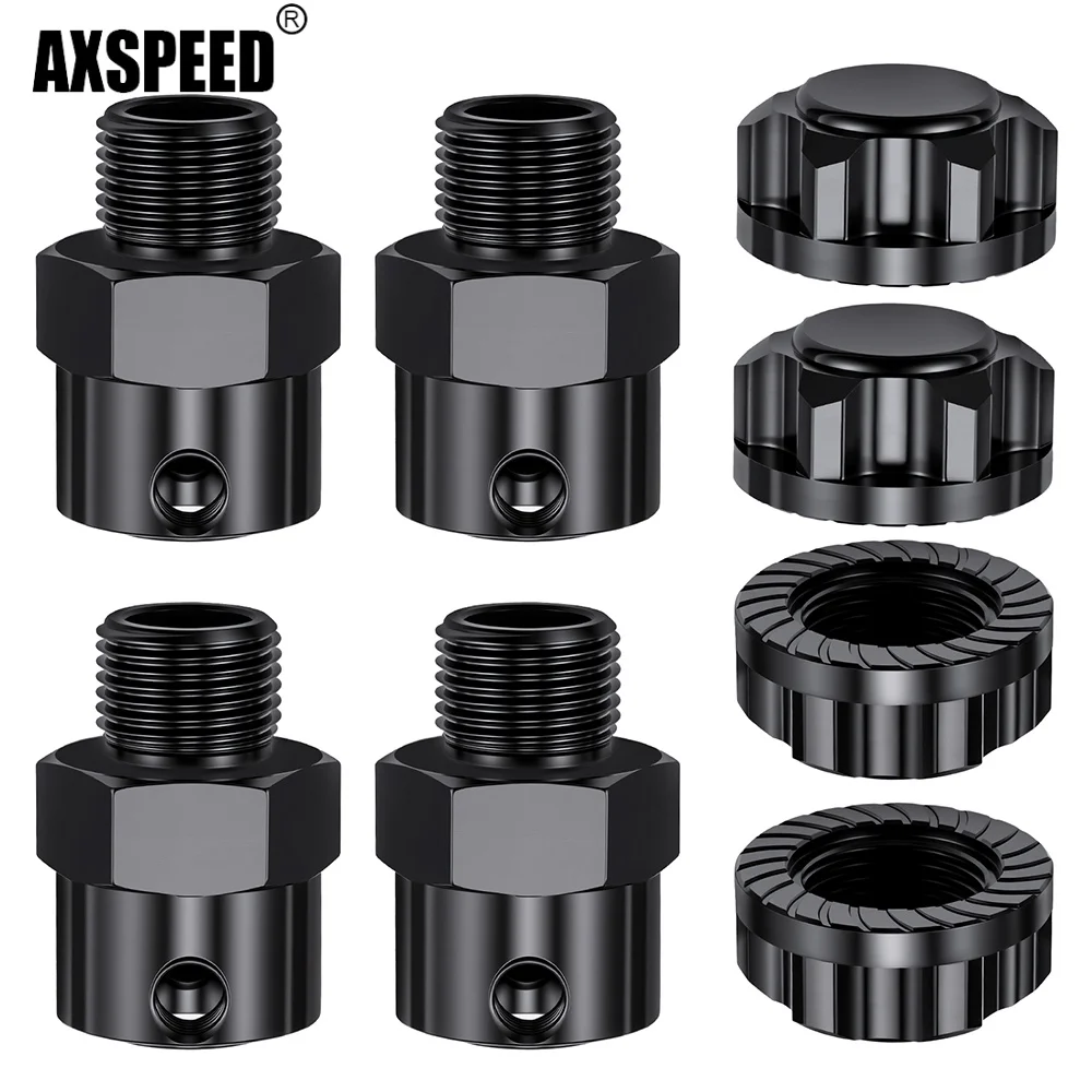 AXSPEED Adaptateurs de moyeu hexagonaux en métal pour roues, avec entretoises de roue allongées de 10 mm, pour voitures RC Crawler 1/6 Axial SCX6 AXI05000, pièces de mise à niveau