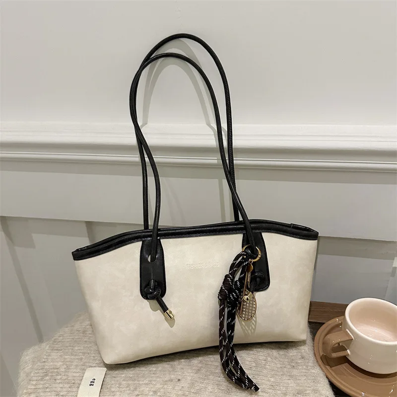 سعة كبيرة Y2K الاتجاه بولي Leather الجلود العمل حقيبة كتف بسيطة الإناث حقيبة كروسبودي بلون التنقل حقيبة النساء الإناث #6