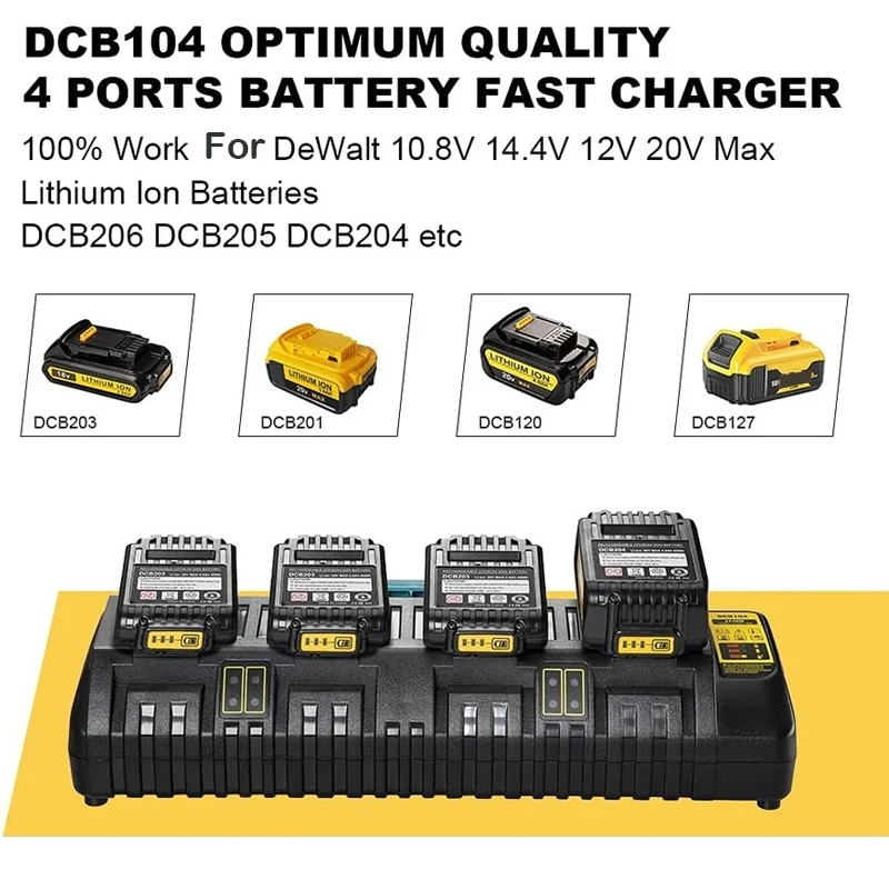 Battery Charger For Dewalt 20V Lithium-ion Battery DCB104 DCB102 Li-Ion Battery DCB118 DCB1418 DCB140 DCB183 DCB200 USB Out 5V