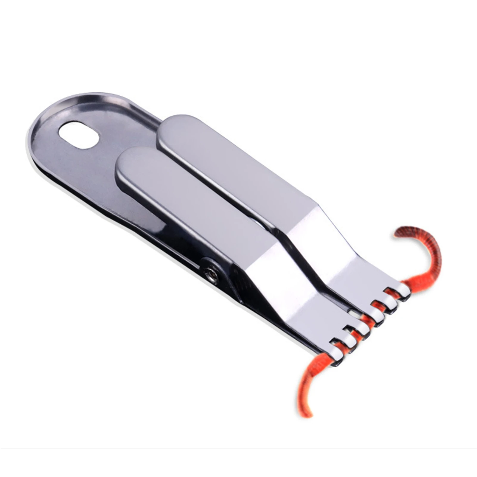 Portable Earthworm Hook Clip Stainless Steel Red Worm Hanger Convenient Stainless Steel Baits Clip Remover Fishing Tackle Tool