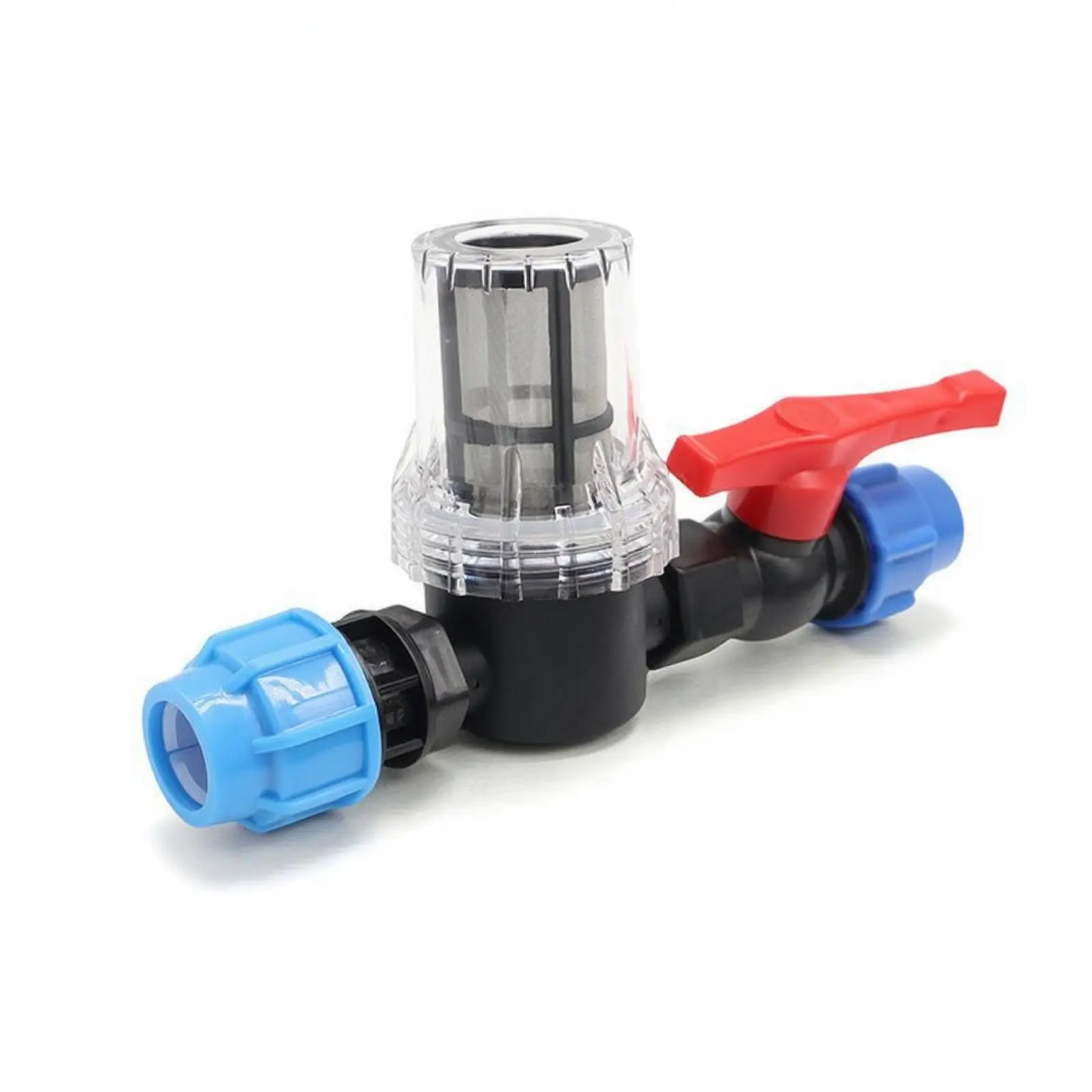 Inline Water Strainer Shutoff Clear-Chamber Irrigation Strainer with Shutoff Threaded for Gardeners, Growers, Watering Systems,