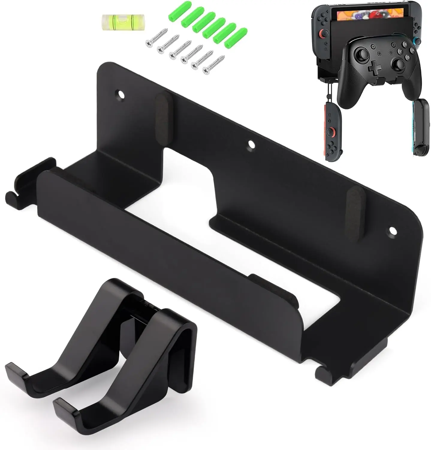 For Switch 1/2 Wall Bracket With Controller Hook Space-Saving Vertical Stand Wall Mount Storage Rack Base For Switch Accessories