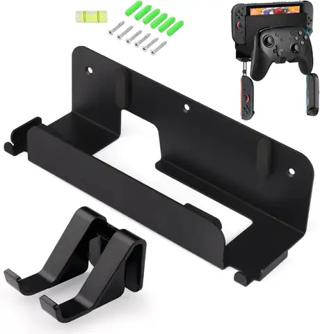 스위치 1/2 용 컨트롤러 후크가있는 벽 브래킷 공간 절약형 수직 스탠드 스위치 액세서리 용 벽 마운트 스토리지 랙베이스
