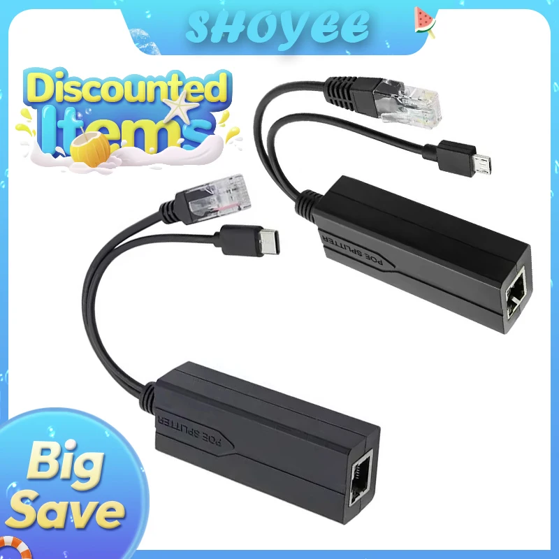 POE スプリッター 48V から 5V マイクロ USB tpye-C 100Mbps および 1000Mbps ギガビット POE カメラインジェクター電源 Huawei Hikvision 用