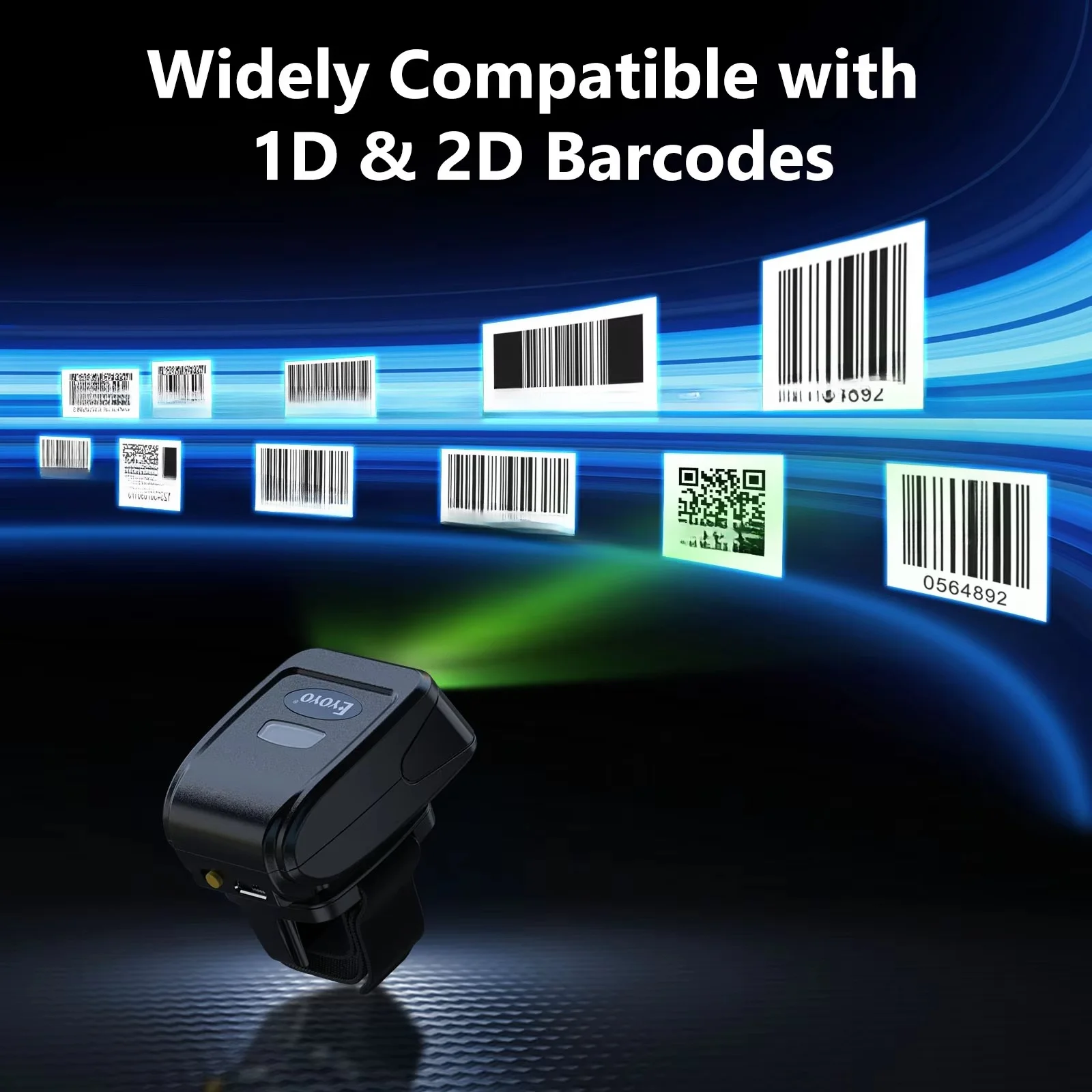 Eyoyo Wired Wireless Dual Connection Date Collector Smart Price Checker Ring Barcode Scanner for Windows, Ma OS, Android 4.0+ view 3