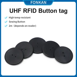 FONKAN-etiqueta RFID UHF para lavandería, botón PPS lavable, resistente al calor, 860-960M, etiquetas RFID pasivas Alien Higgs3