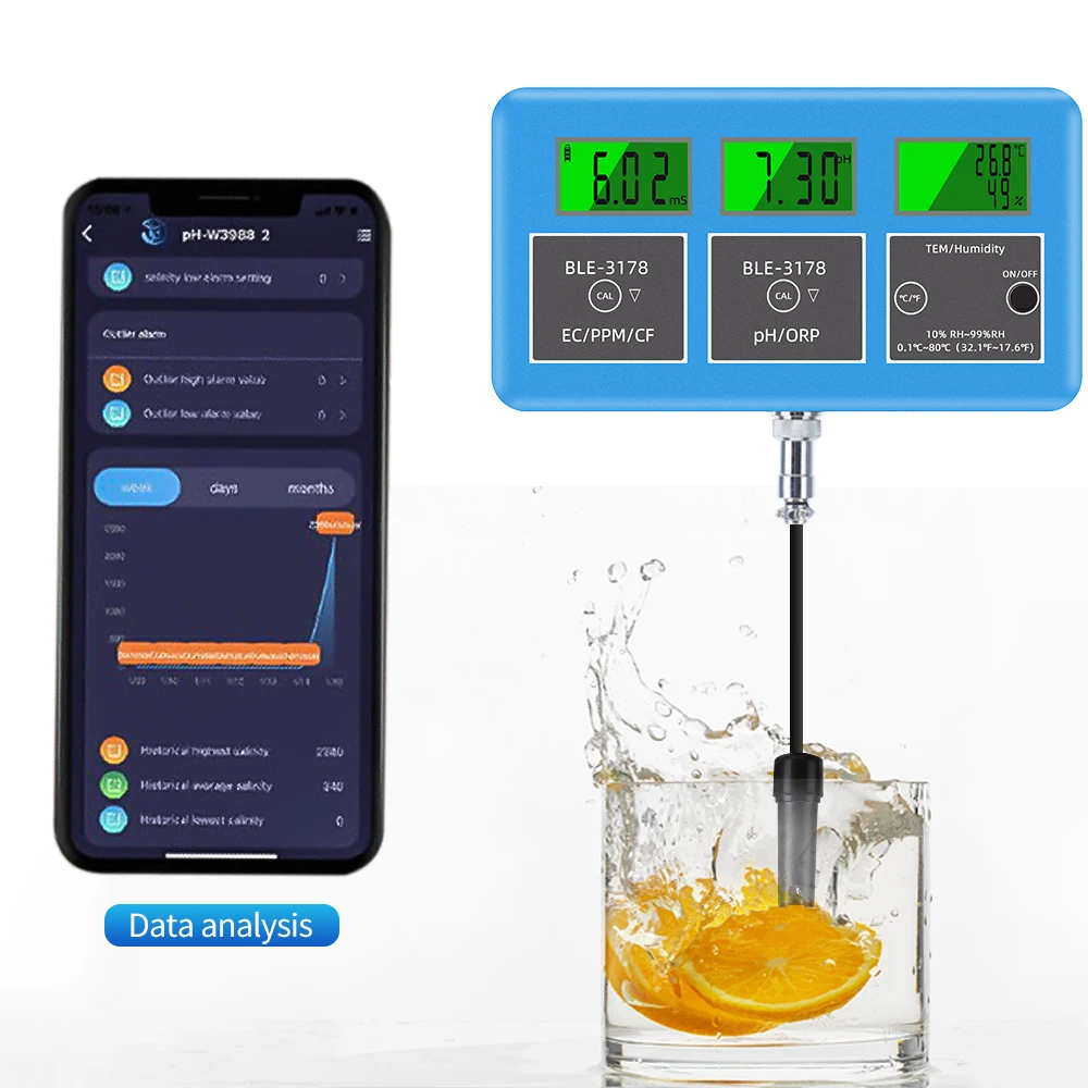 PH Meters Full Functioning Complete 7 in 1 Real-time Data Monitoring Water Quality Tester