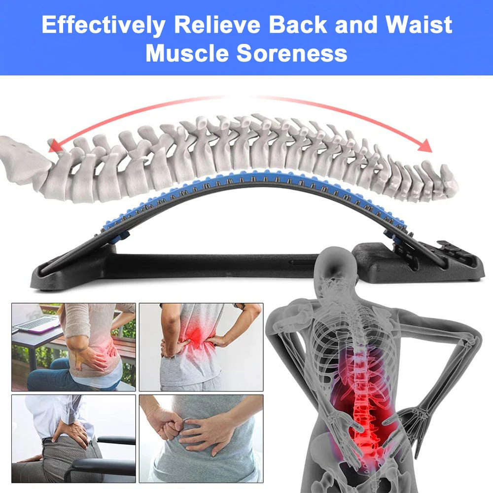 Adjustable Back Massage Stretcher Humpback Posture Corrector Lumbar Back Pain Relief for Herniated Disc Scoliosis Sciatica