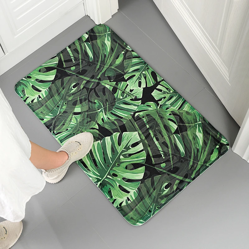 

Green Plant Carpet for Living Room Bedroom Kitchen Entry Door Mat Home Decor Non-slip Carpets Machine Washable Flannel Rugs