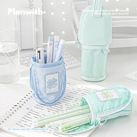 Mini Foldable Portable Clover Pencil CaseStandable Pen Holder  Hangable Desk Organizer Multi-Functional School Office Supplies