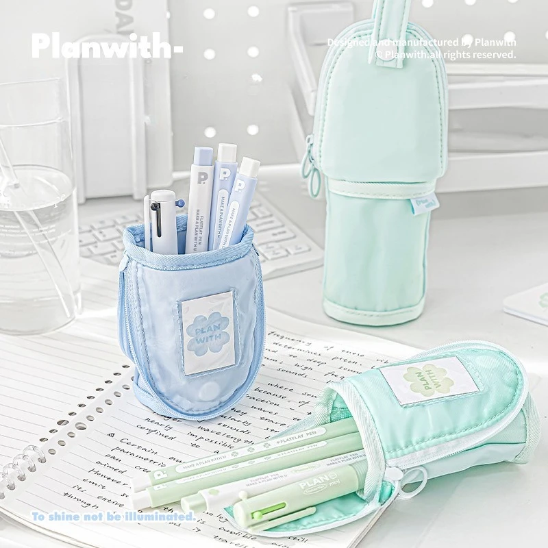 Mini Foldable Portable Clover Pencil CaseStandable Pen Holder  Hangable Desk Organizer Multi-Functional School Office Supplies