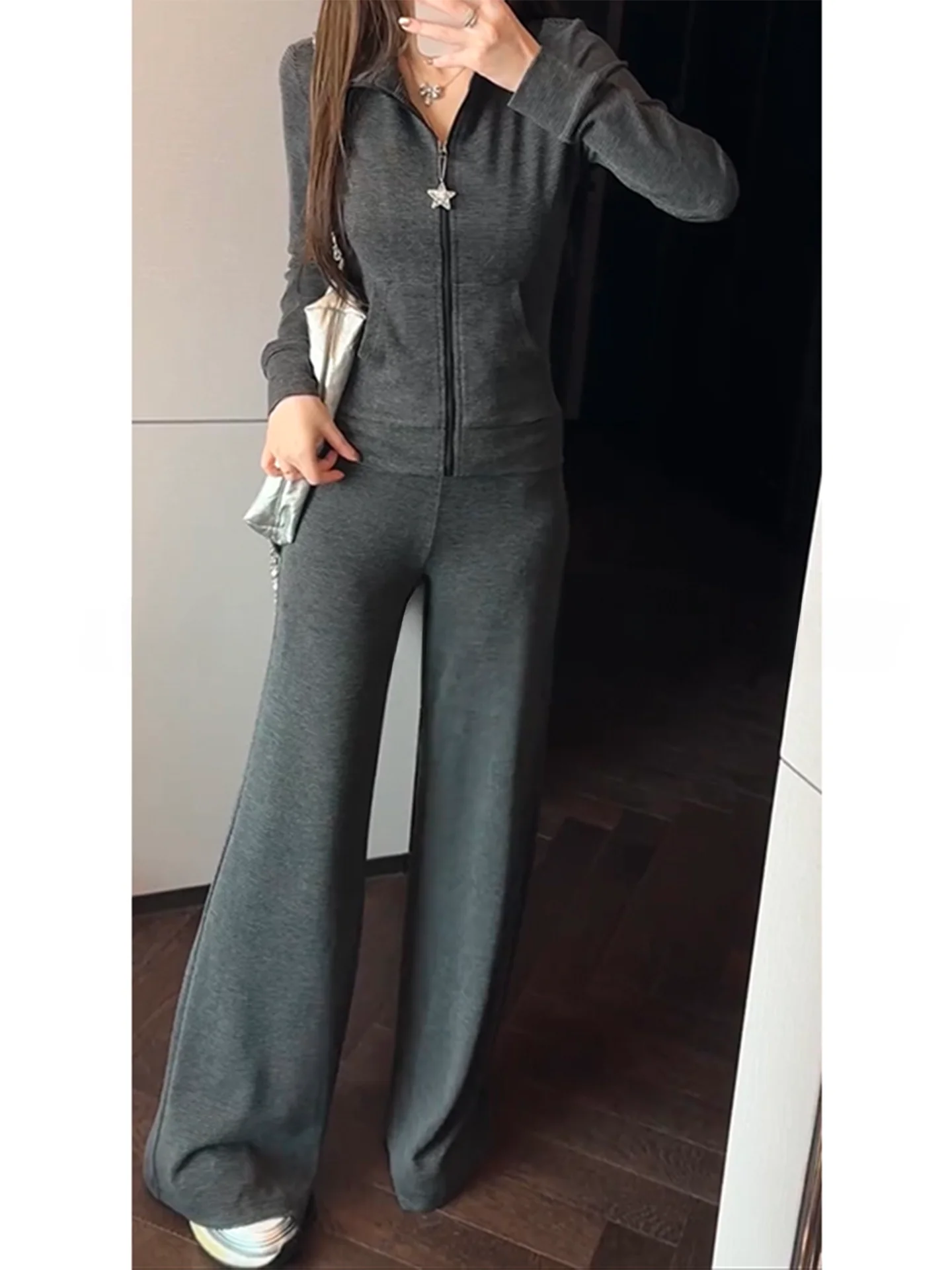 

Mimius Lazy Sle Commute Home Aosphere Feeling Set Long Sve Striped Pants And Top Women's Faion Casual Wear