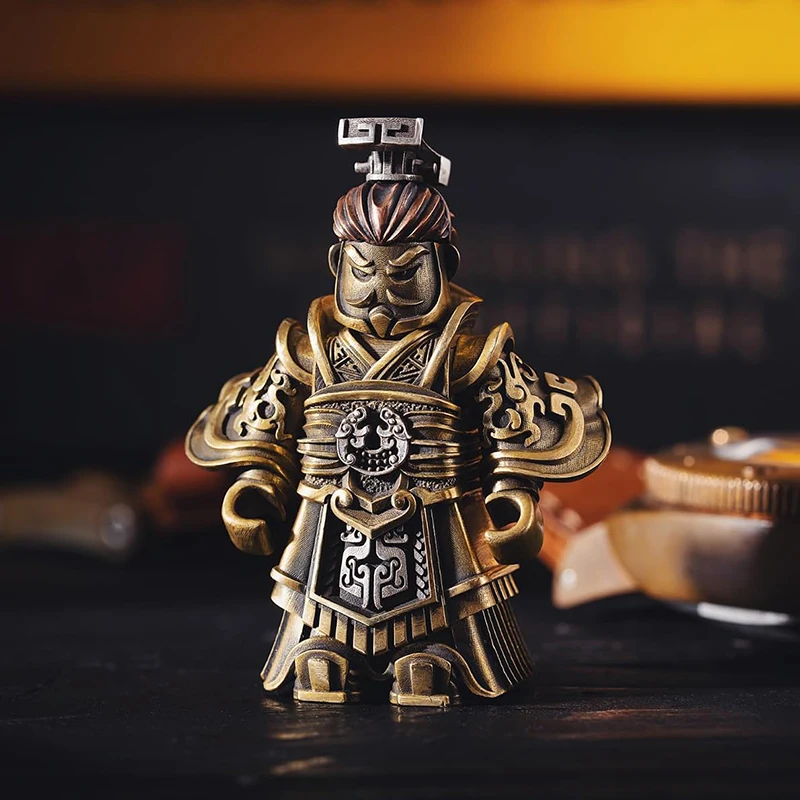 Vintage Ancient Chinese Table Ornament, Emperor Qin Shi Huang Decor With Full Royal Armor And Fitting Set