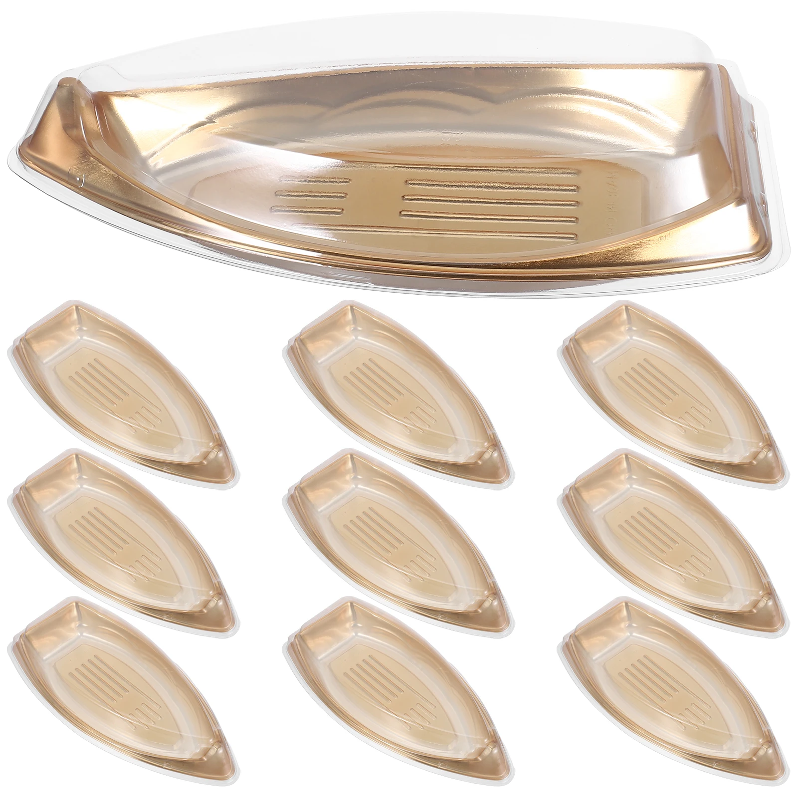 

10 Pcs Sushi Box Japanese Style Lightweight Portable Catering Trays Packing Transport Plastic Containers Sushi Boat Japanese
