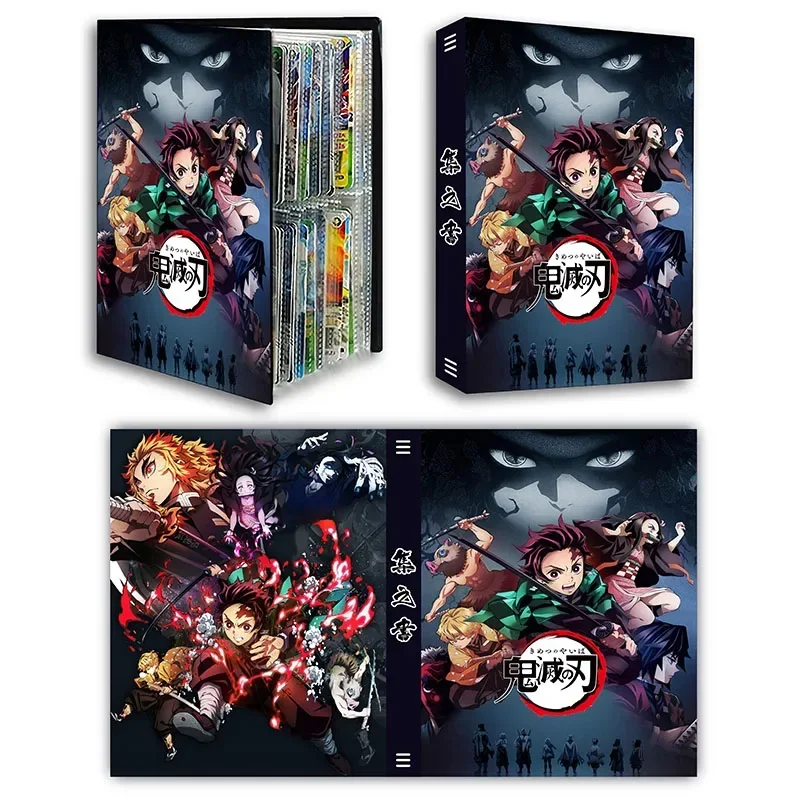 Demon slayer kamado tanjirou 240 pçs álbum de cartas livro jogo titular do cartão fichário vmax jogo cartão coleção crianças brinquedos presente