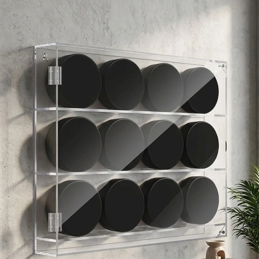 Transparent For Acrylic Hockey Puck Display Case For Wall Mounting Or Standing Display Holds 9 Or 8 For Souvenir Game Pucks Safe