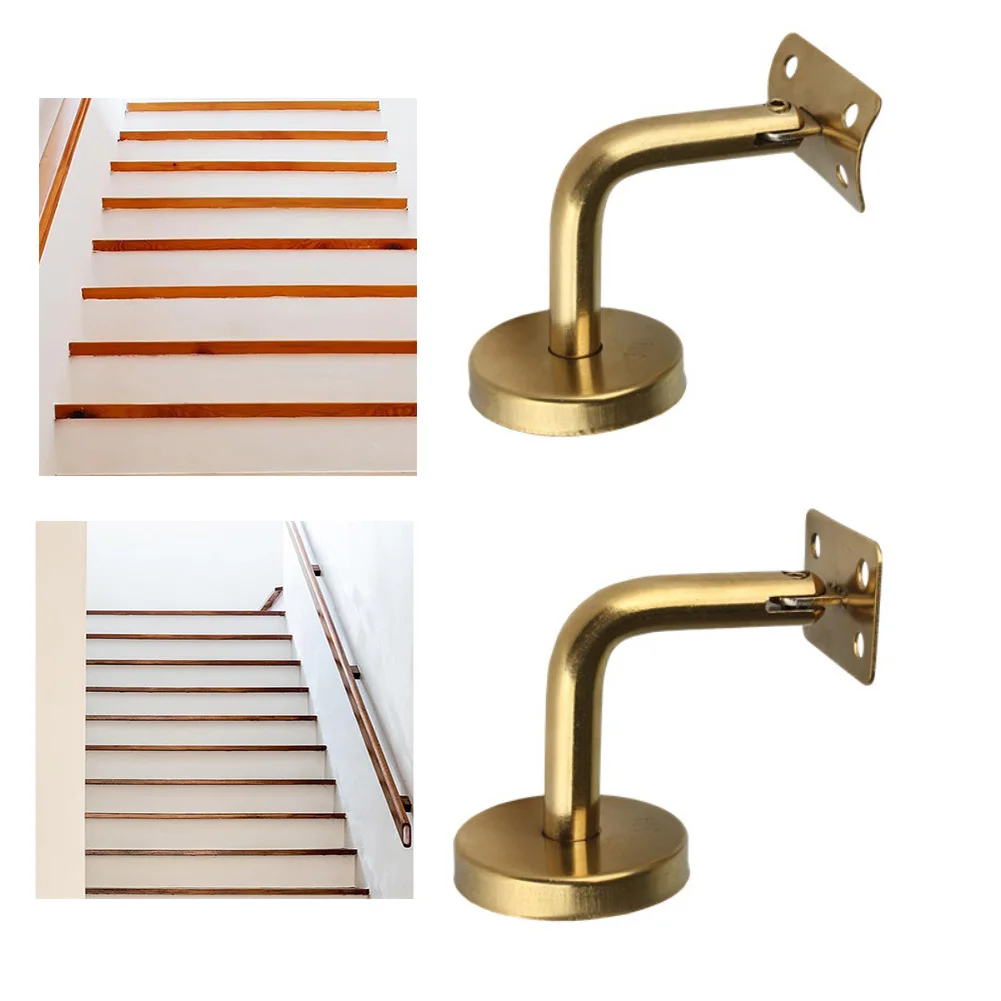 Gold Stainless Steel Stair Handrail Bracket Bannister Wall Support Hand Rail Stair Railing Guardrail Accessories