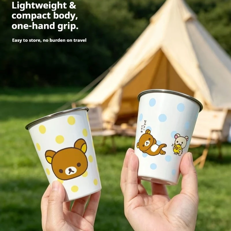 Little Brown Bear Stainless Steel Cup Cartoon Water Mug Anti Slip Stackable Drinkware For Home Desktop Outdoor Camping Picnic