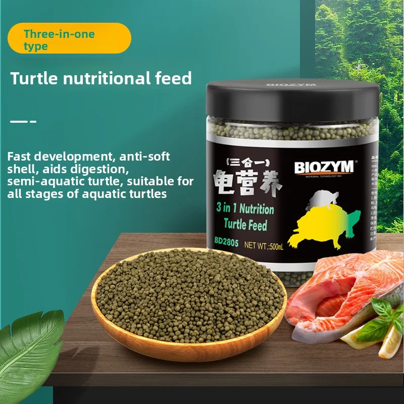 

BIOZYM High Protein Turtle Food 3-in-1 Diet with Dried Shrimp for Red Eared Slider Painted Turtle Terrapin Water Turtles