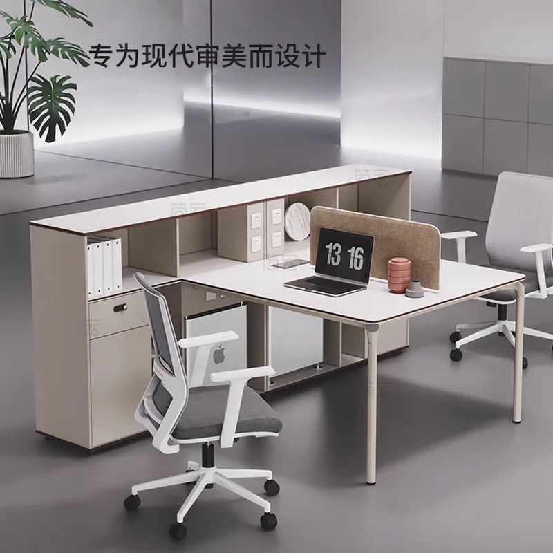 Financial desk, simple modern light luxury staff desk, office staff two-person workstation clerk desk combination