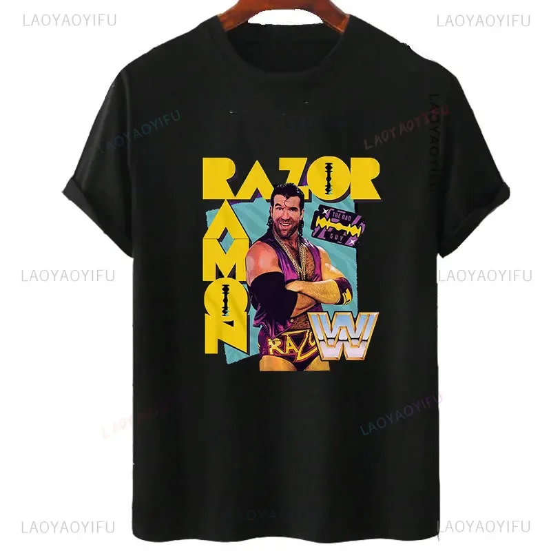 Summer High Quality Men Razor Ramon Black T-Shirt Scott Hall Bad Guy Pure Cotton Shirt W Humor Leisure Tee Harajuku Women TShirt