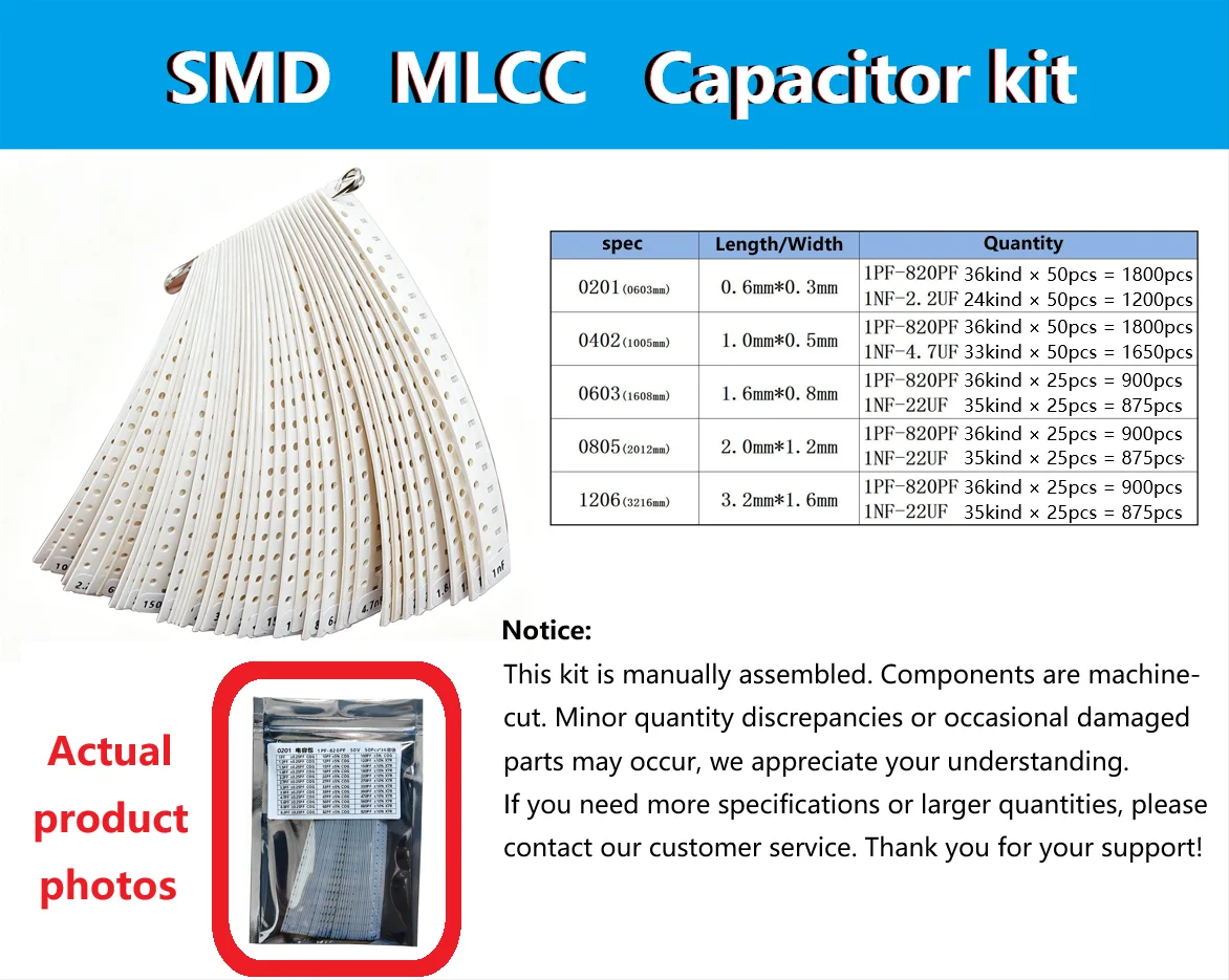 MLCC  SMD capacitor kit  0201/0402/0603/0805/1206