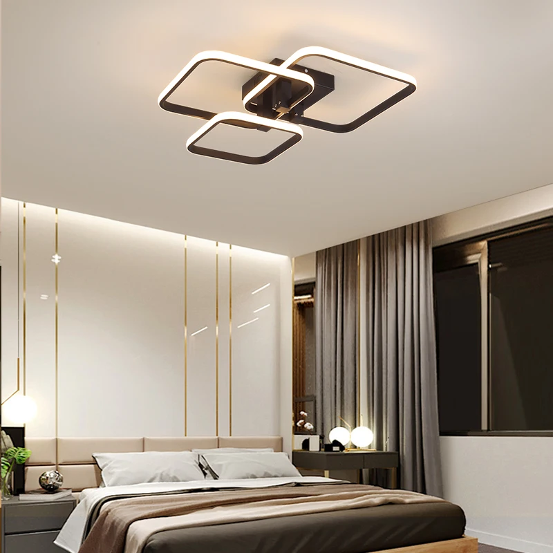 FANPINFANDO Rectangle Acrylic Aluminum Modern Led Ceiling Lights For Living Room Bedroom White/Black Led Ceiling Lamp Fixtures