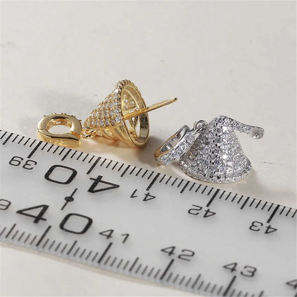S925 Sterling Silver Pearl Pendant Setting, DIY Empty Bezel Cup Jewelry Supplies for Craft Making, Hollow Prong Pendant Findings