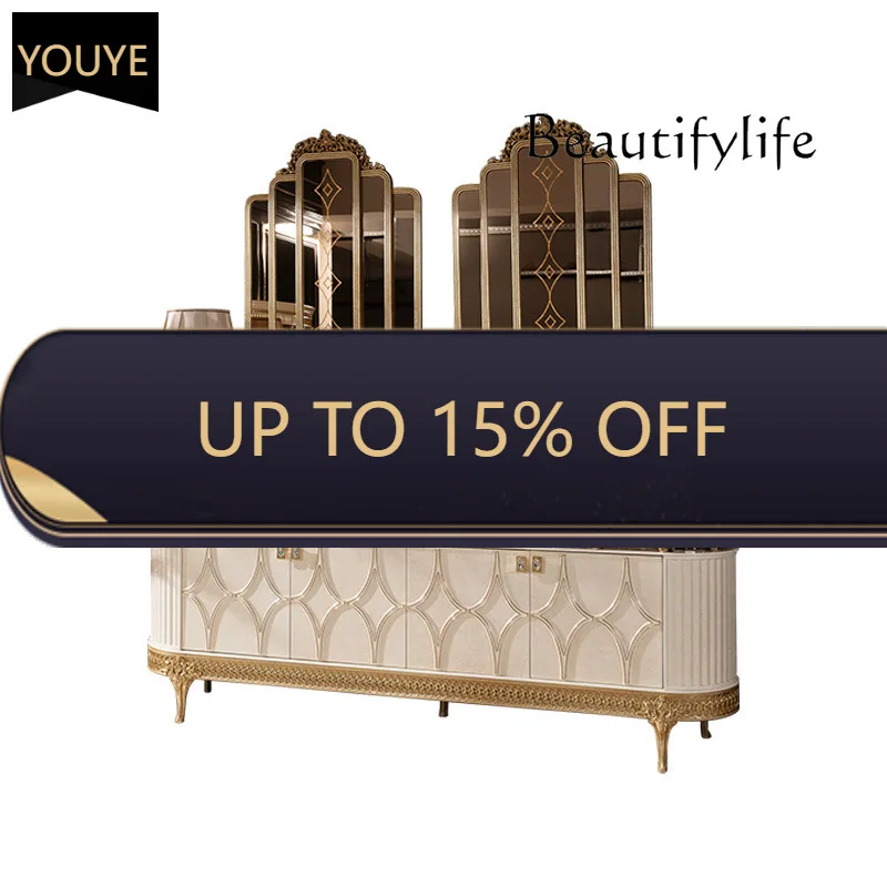 

European Luxury Side Cabinet French Restaurant Carved Cabinet Solid Wood Light Luxury Decoration Display Cabinet X