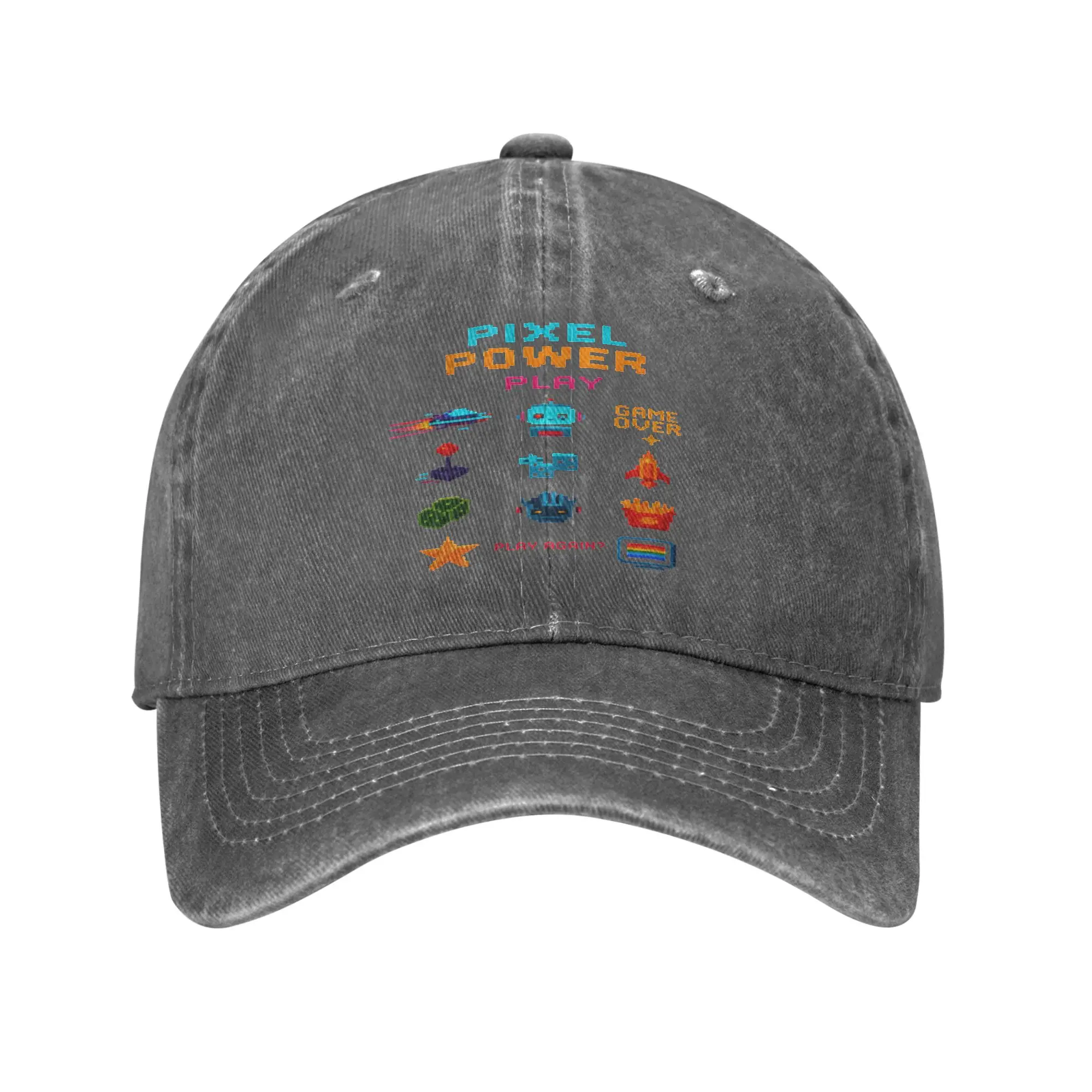 Pure Color Dad Hats Pixel Power Play Retro Game Pixel Icons Graphic Women's Hat Sun Visor Baseball Caps  Peaked Cap