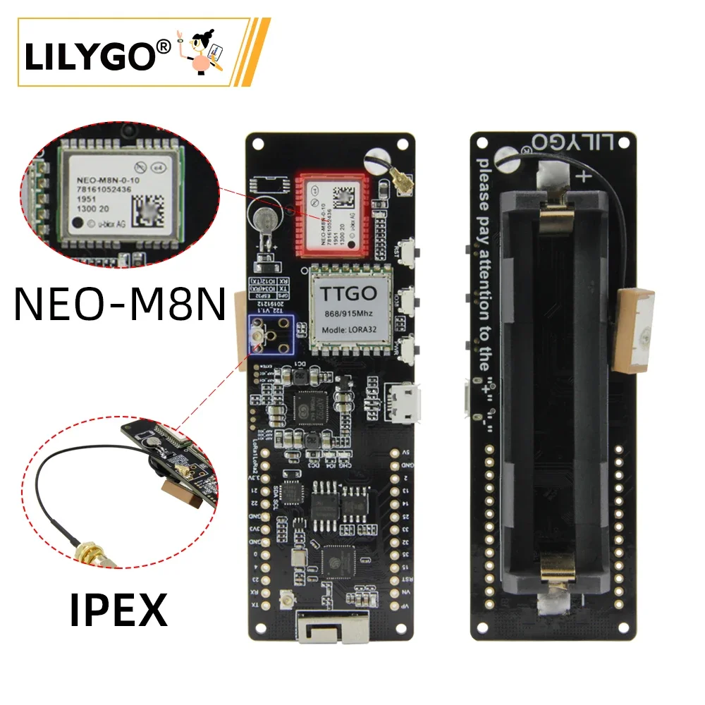 NEW LILYGO TTGO T-Beam V1.2 ESP32 NEO-M8N Development Board GNSS LoRa SX1262 433Mhz 915Mhz Wireless Modules for WiFi Projects