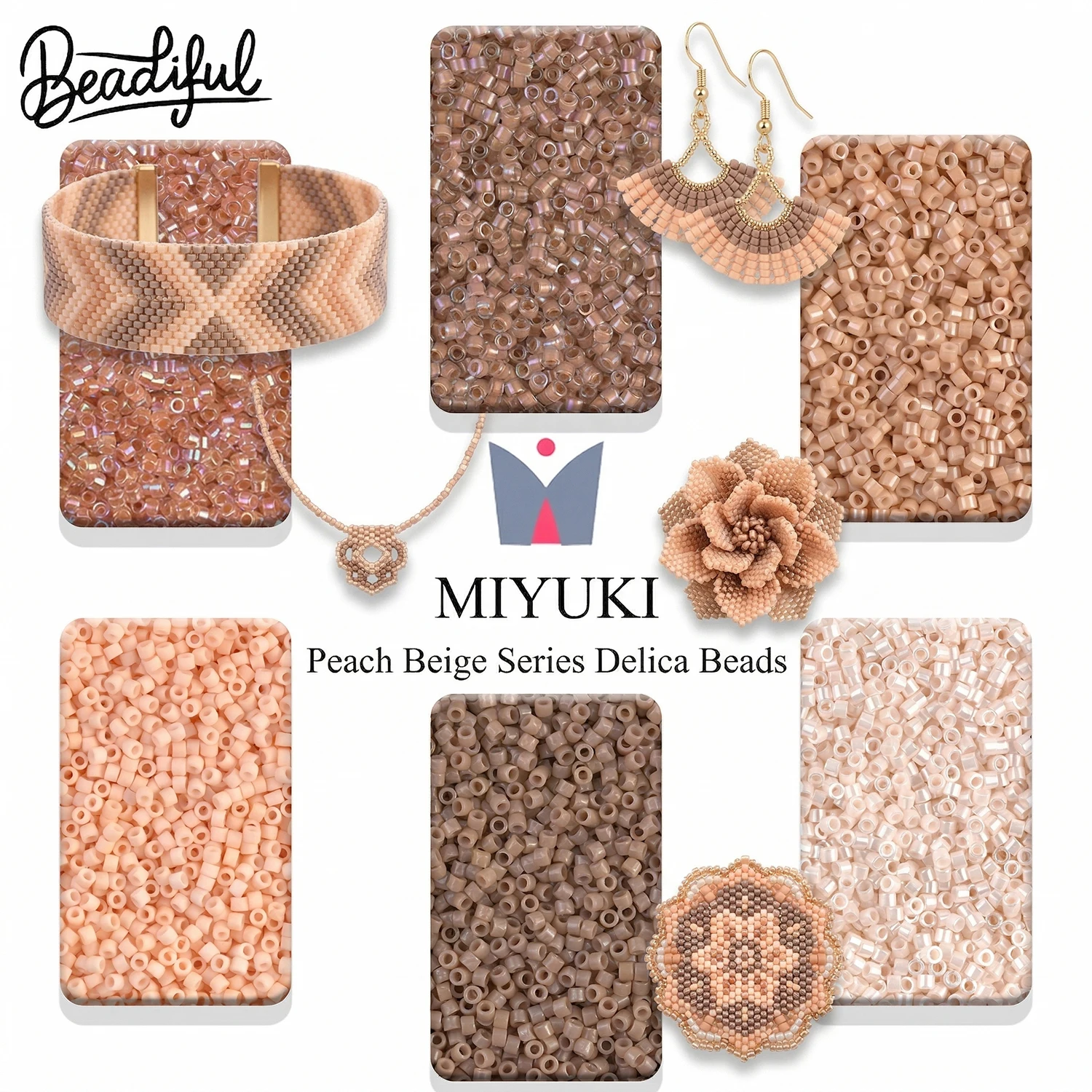 

MIYUKI DELICA BEADS 11/0 10g 2000pcs - Peach Beige Series Japan Glass Seed Beads for DIY Fringe Earrings & Beadwork