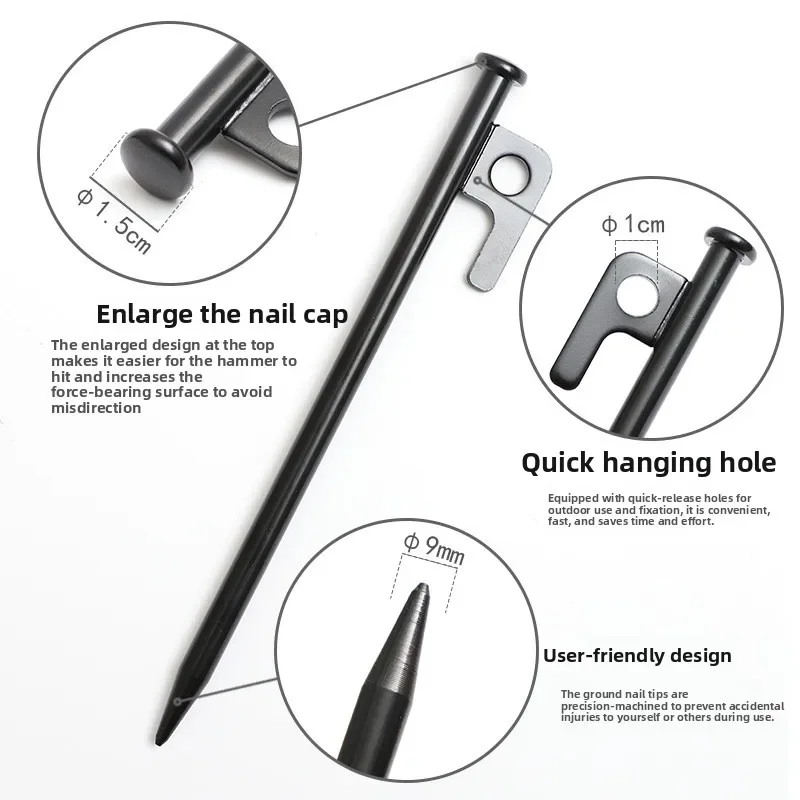 

Outdoor Camping Retainer Kit Aluminum Alloy Tent Canopy Ground Nail Hammer Rope