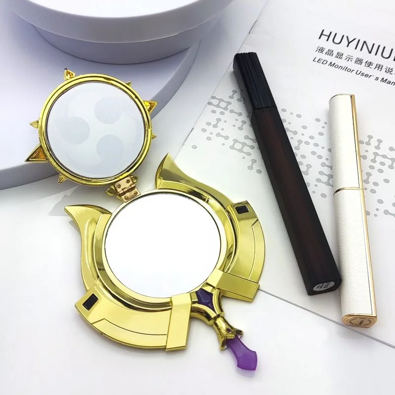 Genshin Mirror Shouki No Kami The Prodigal Shape Metal Glass Material Mirror 106x88x15.3mm Flip Over Makeup Mirror Cosplay Props