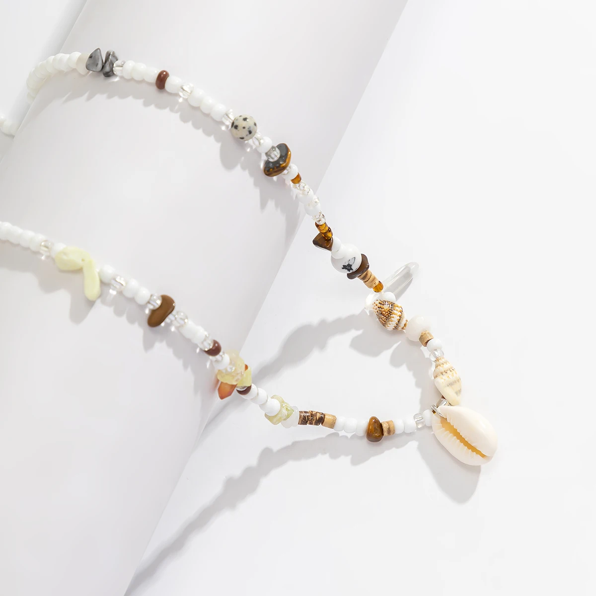 Boho Western Natural Stone Shell Bead Chain Chunky Necklace Waist Belt Accessory Mother of Pearl Waist Belt – Boho Summer Shell Belt  main image 3