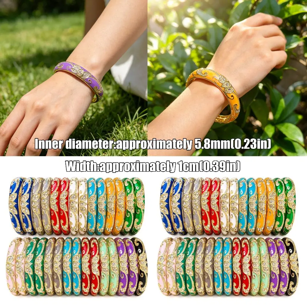 1cm Crown Cloisonne Bracelet Colored Dropper Oil Crown Colored Dropper Oil Bangle Enamel Traditional Women's Hand Bracelet