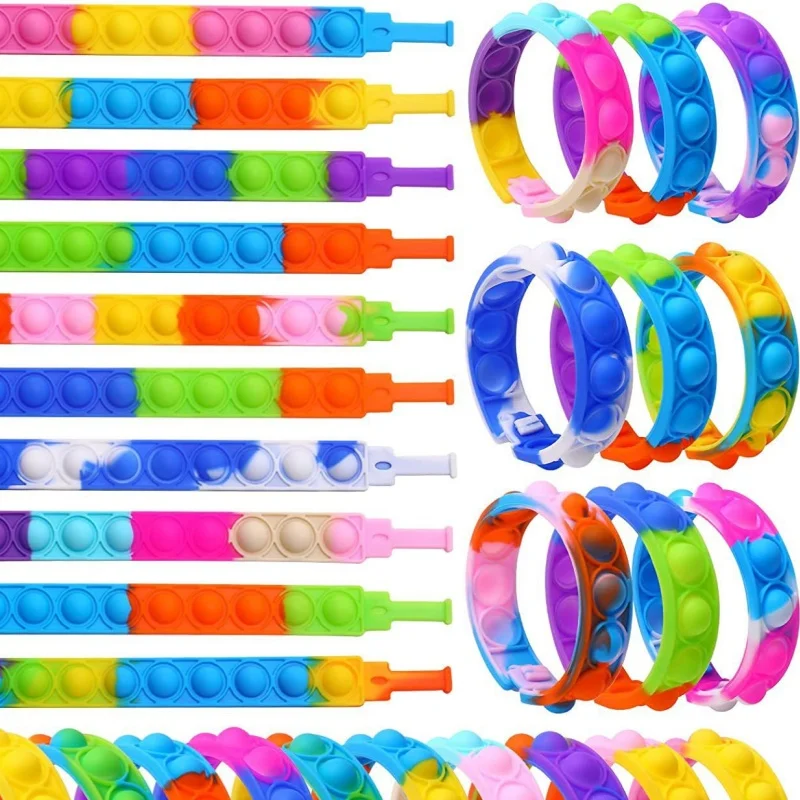 10/30PCS Toys Pop Bracelet Party Favors Bubble Bracelets Push Poping Sensory Stress Reliever Toys for Kids Children Gifts