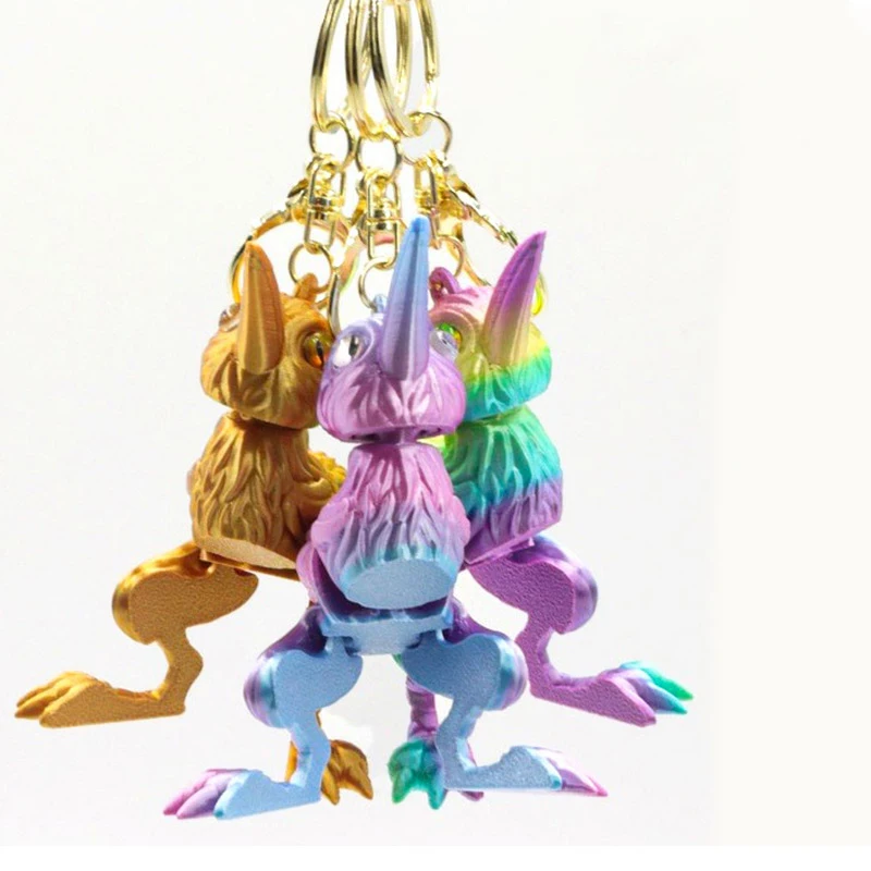 Simulation Sharp-tongued Bird Toy Model Keychain Pendant Children 3D Printing Toy Cute Bird Statue Joints Movable Bag Decoration
