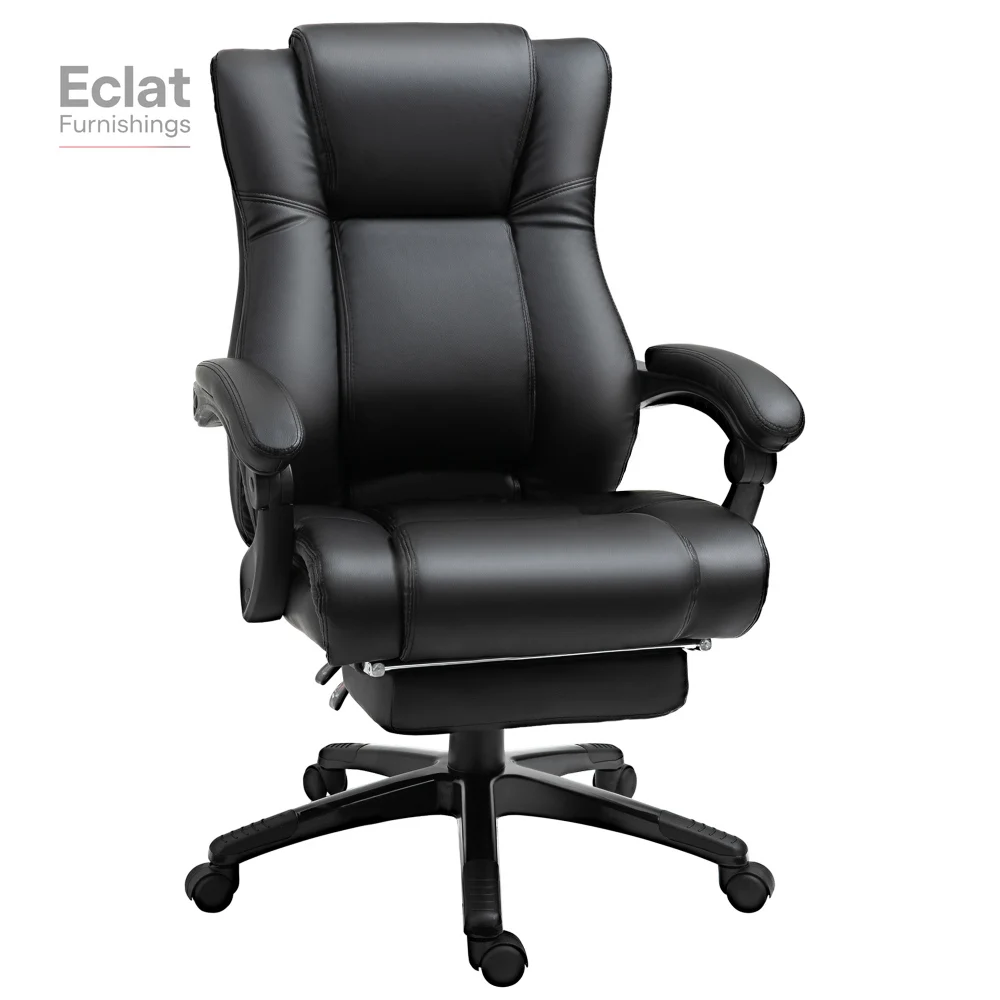 

Executive High Back Office Chair Executive Computer Desk Chair with PU Leather,Adjustable Height and Retractable Footrest, Black
