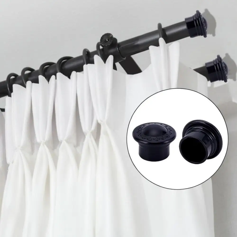 For Siyu Curtain Rod Decorative Finials Black Plastic End Caps Modern Drapery Pole Toppers Window Hardware Accessories Set