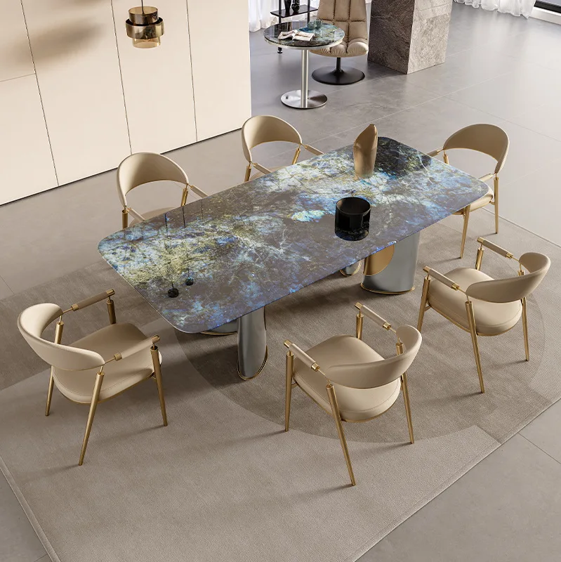 Italian natural marble microcrystalline stone dining table supercrystalline stone household dining table