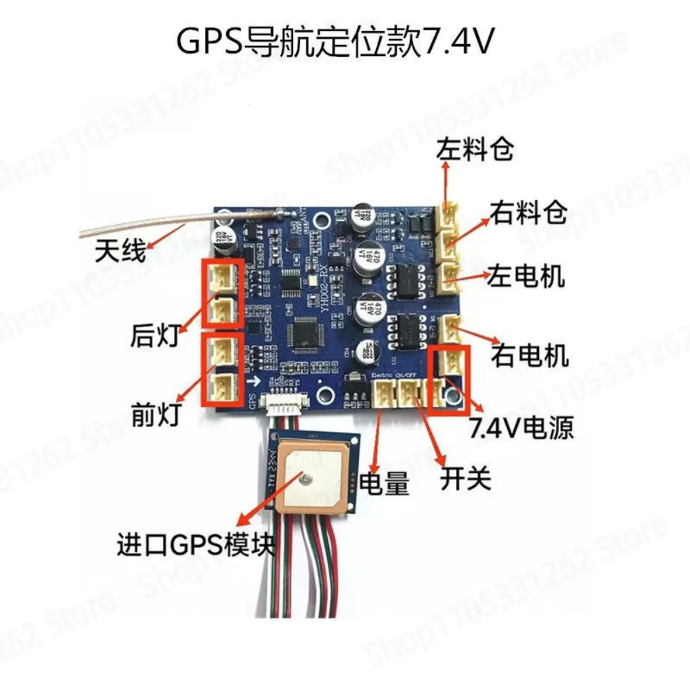 Upgraded RC Boat Control Board with GPS Navigation 7.4V 500m One Key Return for Fishing