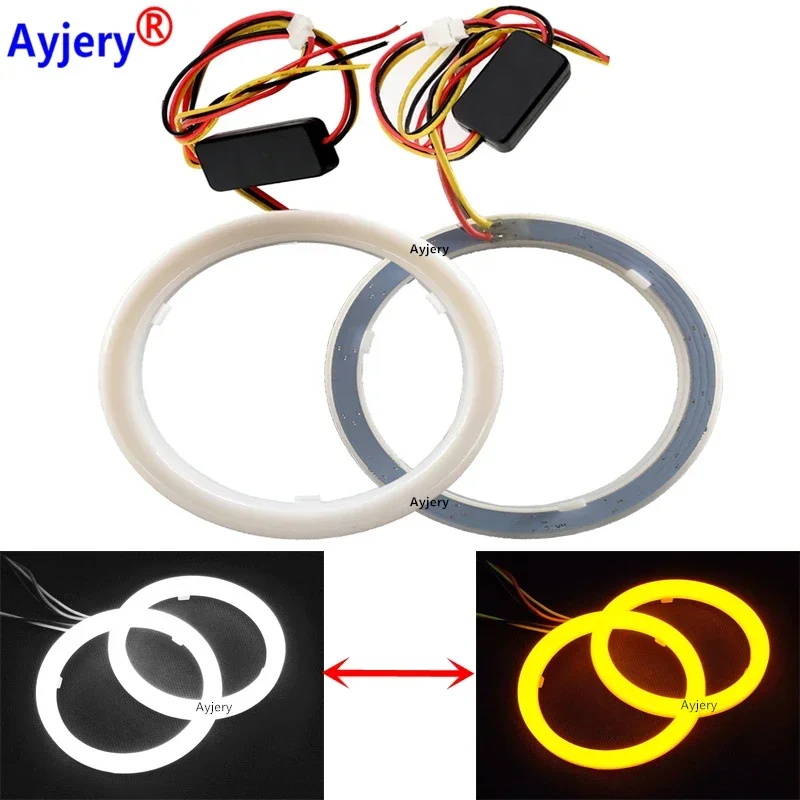 

1Pairs White Yellow Led Halo Ring Angel Eyes Headlight 4014 12V Car Daytime Running Light Signal Lamps 60 70 80 90 100 110 120mm