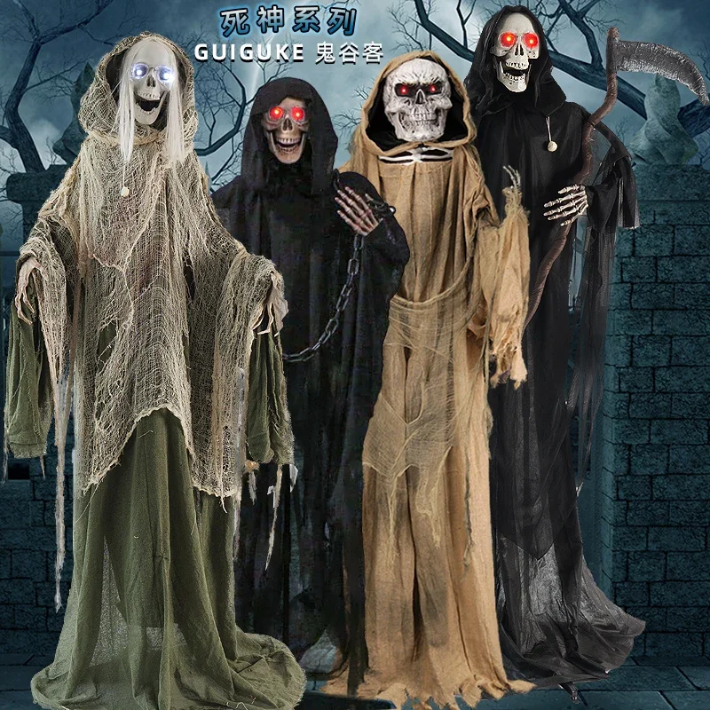 Halloween decoration electric ghost voice-activated induction standing horror ornament haunted house props